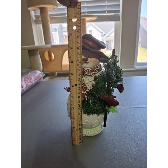 Christmas Holiday Resin Snowman Figurine  10 in Hat Scarf Holiday Decoration - Picture 8 of 8